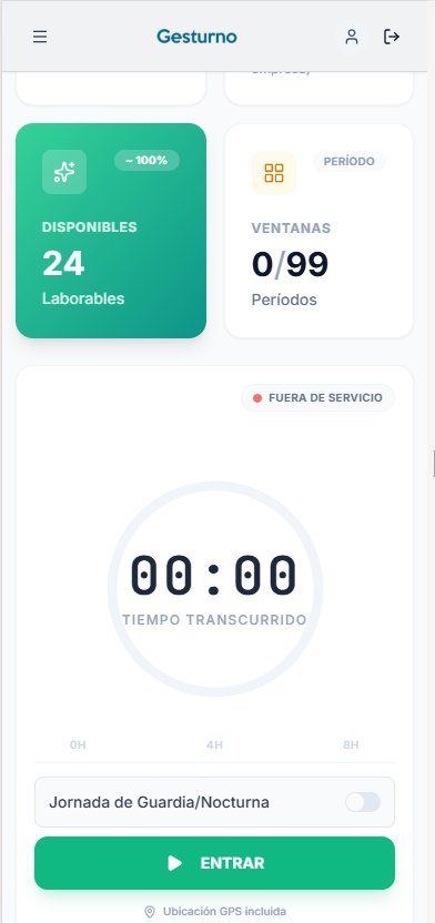 Captura de la aplicación GesTurno: Vacaciones y ausencias gestionadas en un solo sitio, sin Excel.