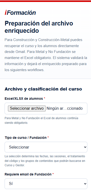 Captura de la aplicación iFormación: El equipo dedica su tiempo a decidir, no a mover datos entre sistemas.